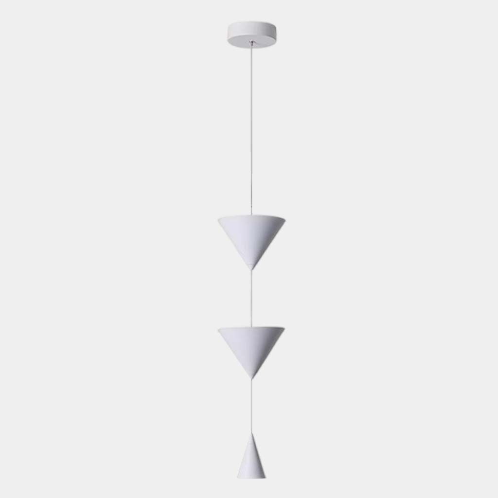 Suspension légère minimaliste cône sablier acrylique, blanc / noir