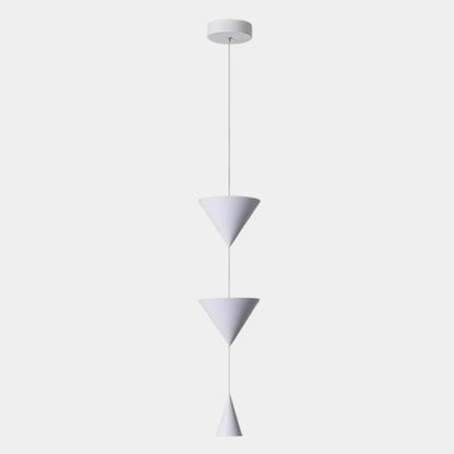 Suspension légère minimaliste cône sablier acrylique, blanc / noir