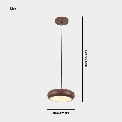Suspension Minimaliste Disque LED Dimmable, Finition Bois