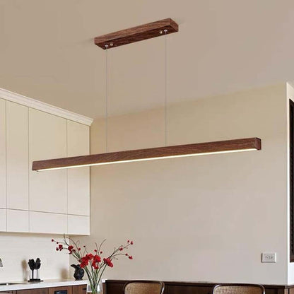 Suspension Minimaliste Élégante Linéaire LED, Couleur Noyer