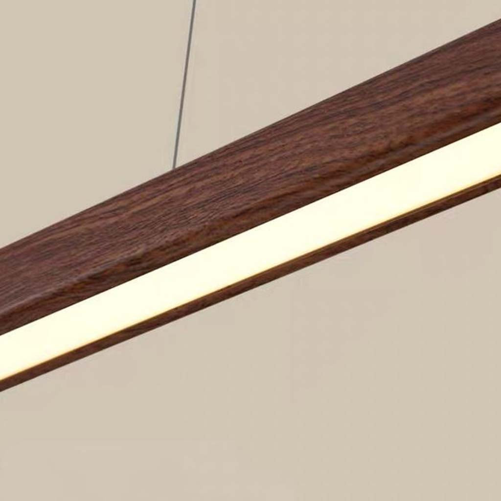 Suspension Minimaliste Élégante Linéaire LED, Couleur Noyer