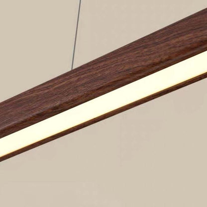 Suspension Minimaliste Élégante Linéaire LED, Couleur Noyer