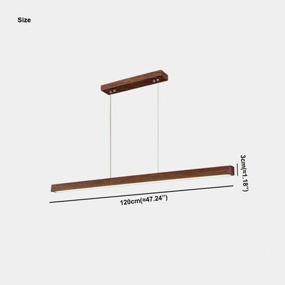 Suspension Minimaliste Élégante Linéaire LED, Couleur Noyer