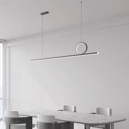 Suspension Minimaliste Géométrique Cuivre Linéaire LED, Noir/Doré