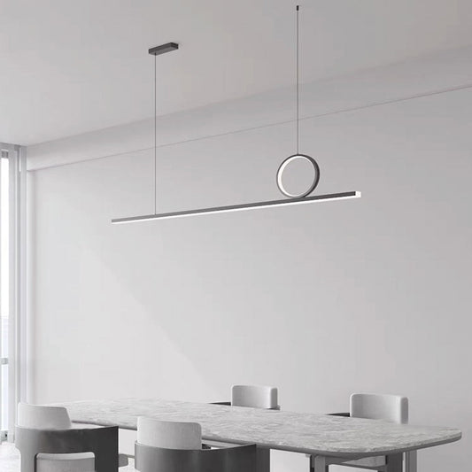 Suspension Minimaliste Géométrique Cuivre Linéaire LED, Noir/Doré