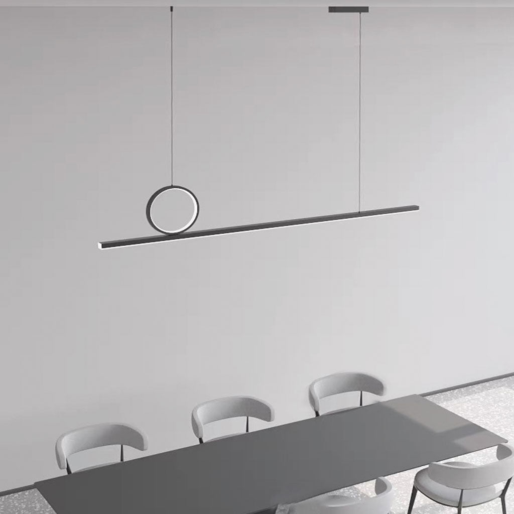 Suspension Minimaliste Géométrique Cuivre Linéaire LED, Noir/Doré