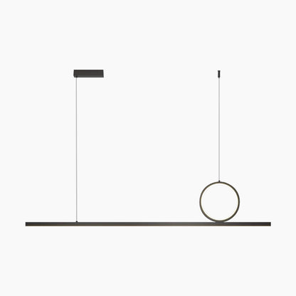 Suspension Minimaliste Géométrique Cuivre Linéaire LED, Noir/Doré