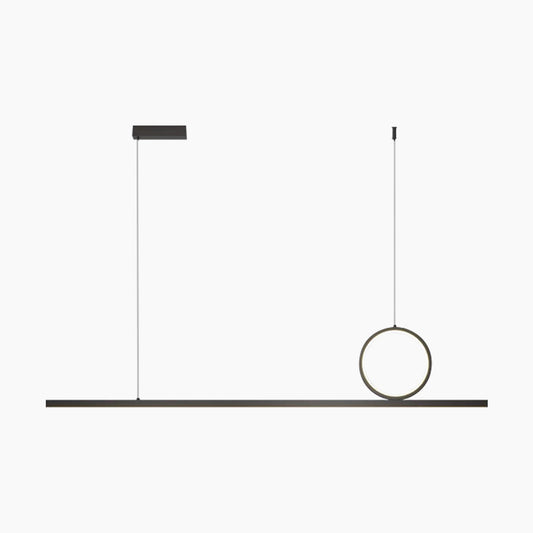 Suspension Minimaliste Géométrique Cuivre Linéaire LED, Noir/Doré
