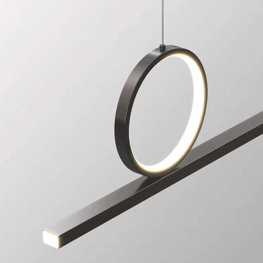 Suspension Minimaliste Géométrique Cuivre Linéaire LED, Noir/Doré
