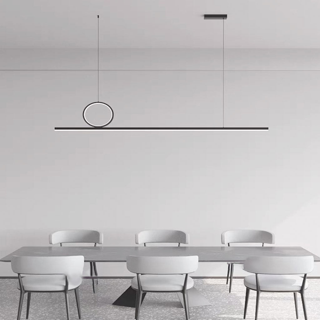 Suspension Minimaliste Géométrique Cuivre Linéaire LED, Noir/Doré
