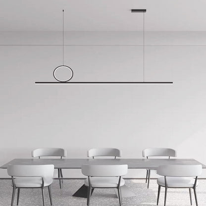 Suspension Minimaliste Géométrique Cuivre Linéaire LED, Noir/Doré