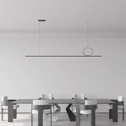 Suspension Minimaliste Géométrique Cuivre Linéaire LED, Noir/Doré