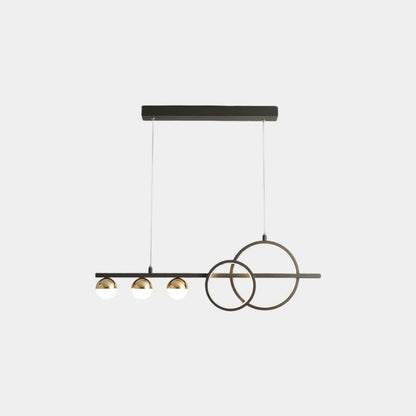 Suspension en verre linéaire minimaliste, noir / or