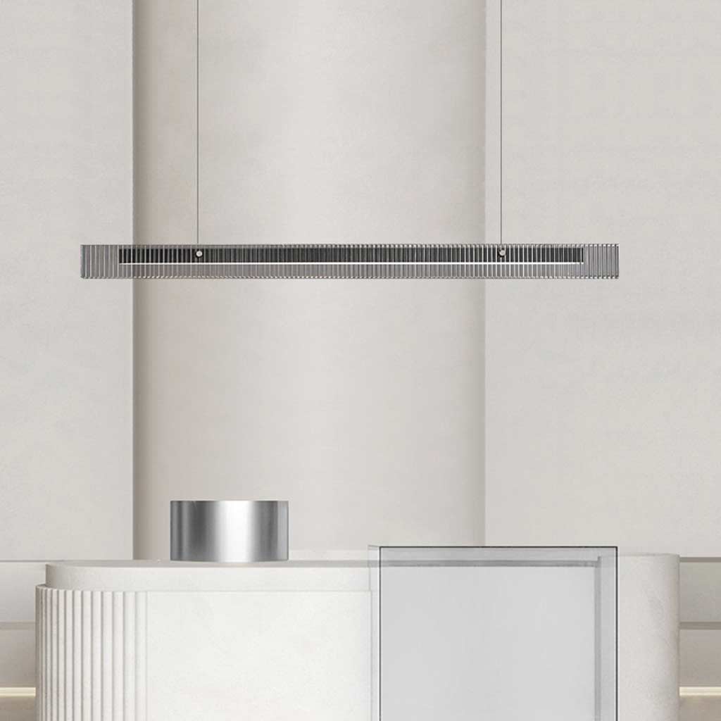 Suspension Minimaliste Linéaire en Verre LED Dimmer, Noir