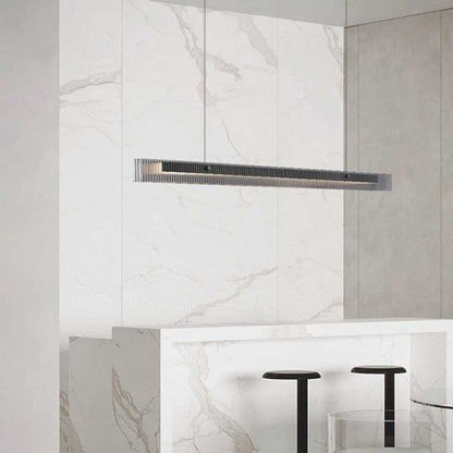Suspension Minimaliste Linéaire en Verre LED Dimmer, Noir