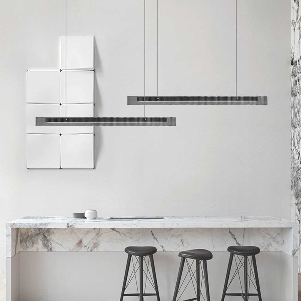 Suspension Minimaliste Linéaire en Verre LED Dimmer, Noir