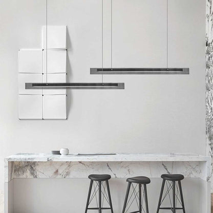 Suspension Minimaliste Linéaire en Verre LED Dimmer, Noir