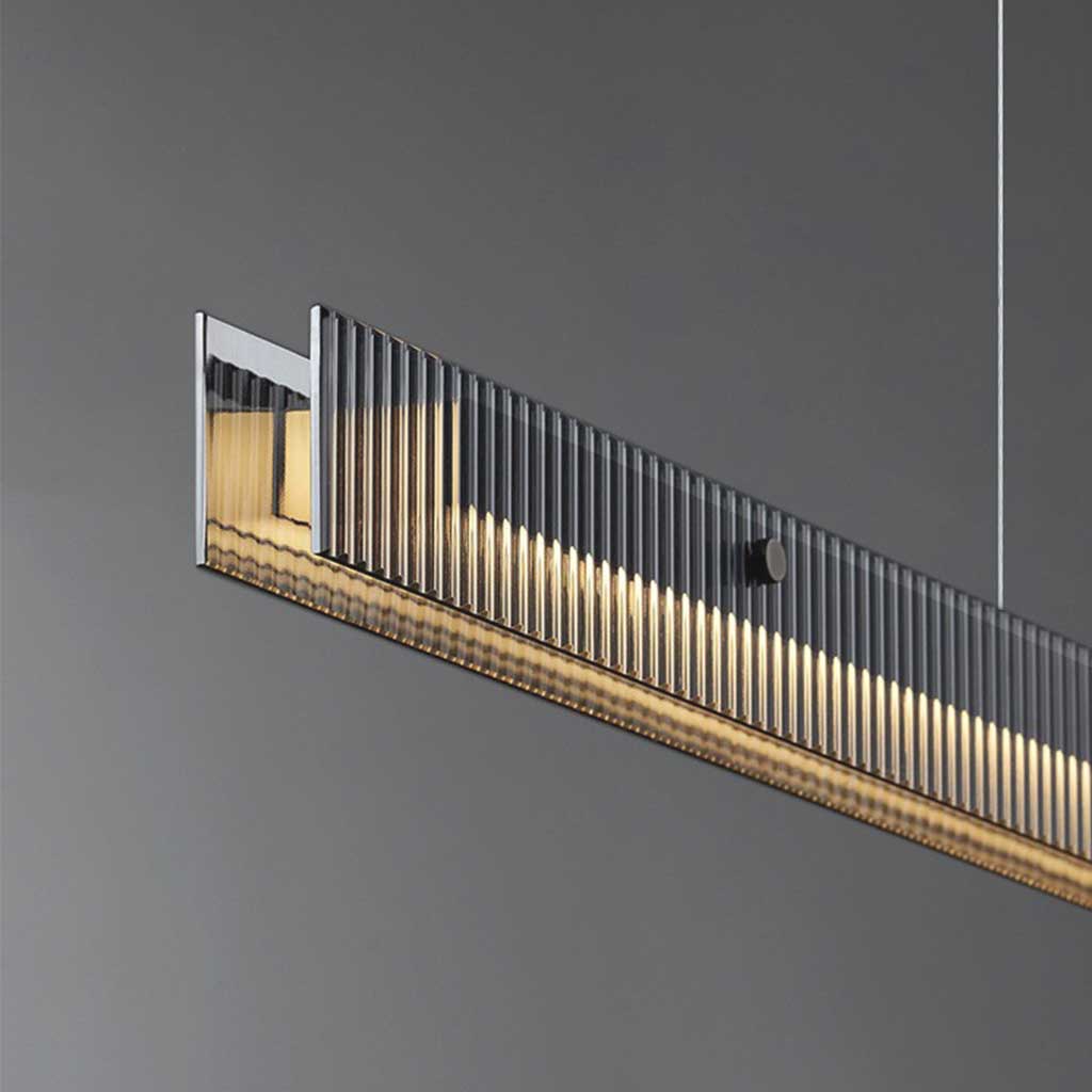Suspension Minimaliste Linéaire en Verre LED Dimmer, Noir