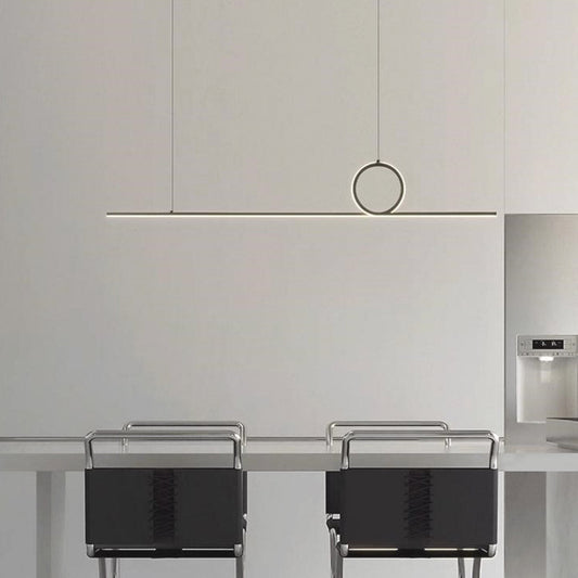 Suspension Minimaliste Linéaire Boucle Cuivre LED Dimmable