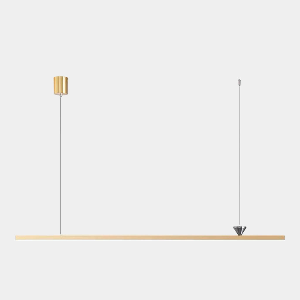 Suspension Minimaliste Élégante Longue Barre Linéaire Cuivre LED, Noir / Or