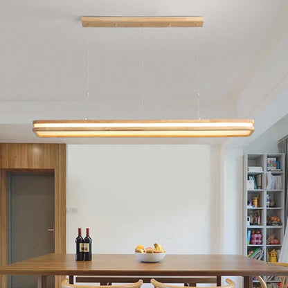 Suspension légère minimaliste en bois rectangulaire LED dimmable