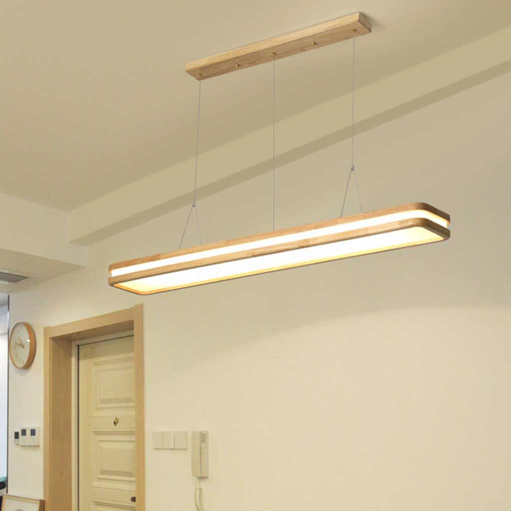 Suspension légère minimaliste en bois rectangulaire LED dimmable