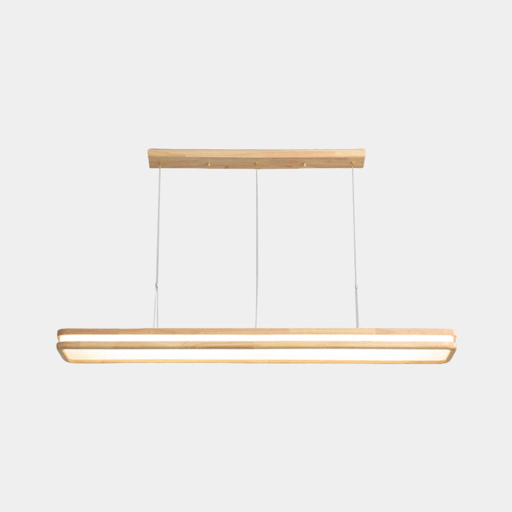 Suspension légère minimaliste en bois rectangulaire LED dimmable