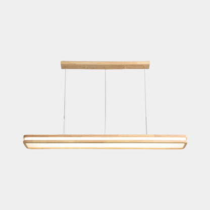 Suspension légère minimaliste en bois rectangulaire LED dimmable