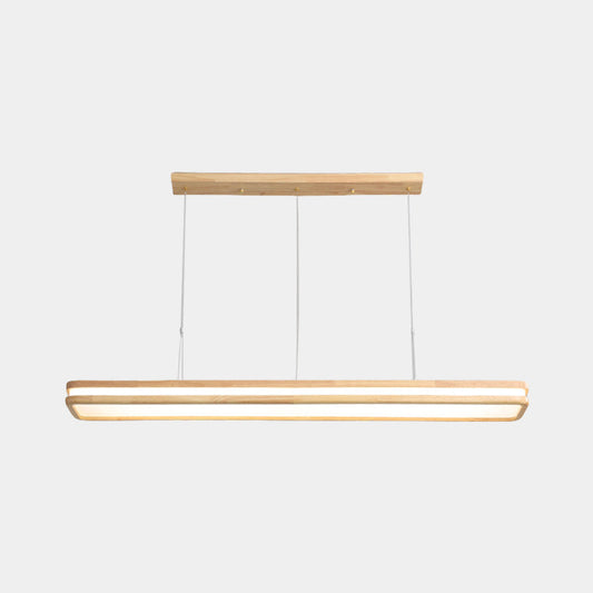 Suspension légère minimaliste en bois rectangulaire LED dimmable