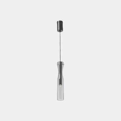 Suspension moderne en laiton avec abat-jour en verre cylindrique LED