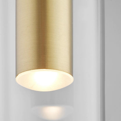 Suspension moderne en laiton avec abat-jour en verre cylindrique LED