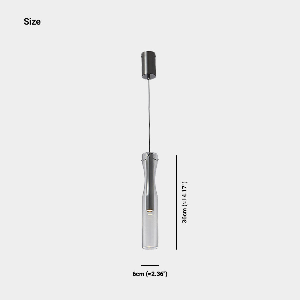 Suspension moderne en laiton avec abat-jour en verre cylindrique LED