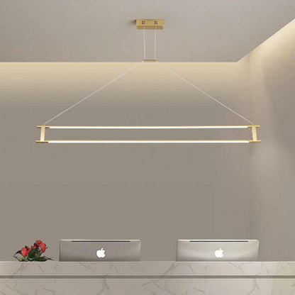 Suspension Moderne en Laiton Long Bar Linéaire LED, Or