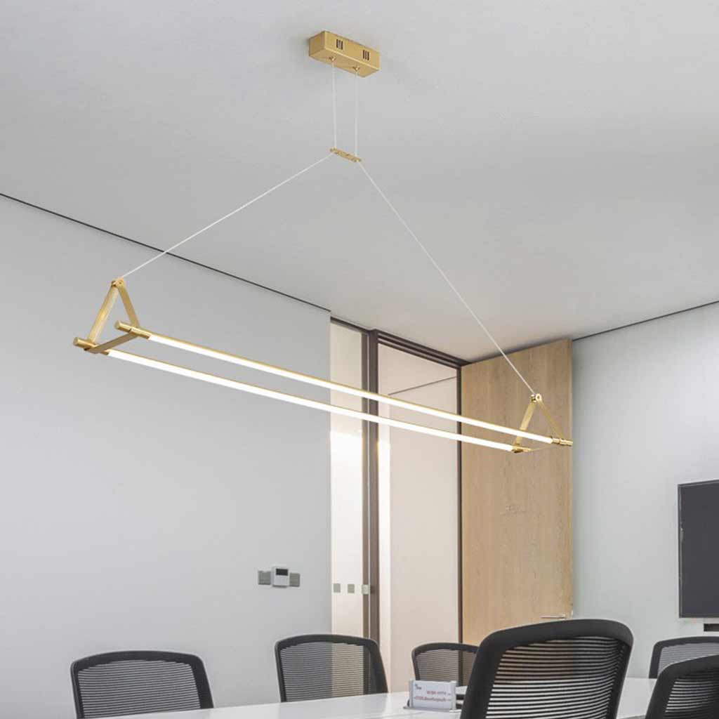 Suspension Moderne en Laiton Long Bar Linéaire LED, Or