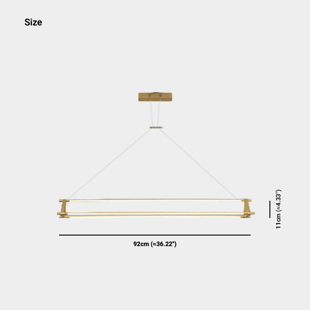 Suspension Moderne en Laiton Long Bar Linéaire LED, Or
