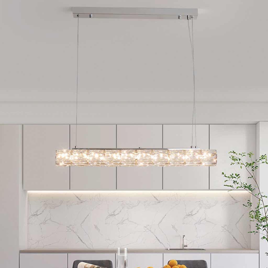 Suspension Moderne Salle à Manger Linéaire Cristal LED