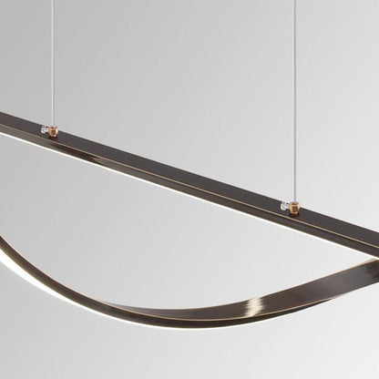 Suspension Moderne Linéaire Ondulée LED Cuivre, Noir / Or