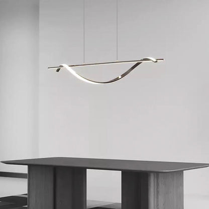 Suspension Moderne Linéaire Ondulée LED Cuivre, Noir / Or