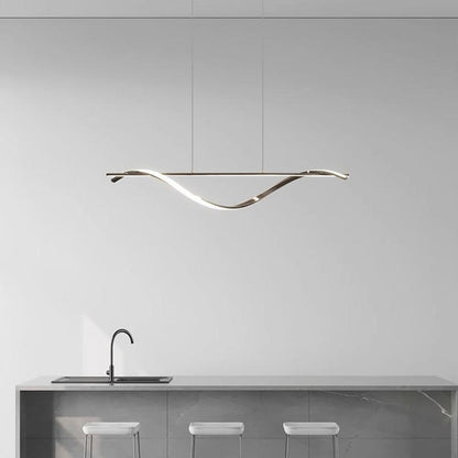 Suspension Moderne Linéaire Ondulée LED Cuivre, Noir / Or