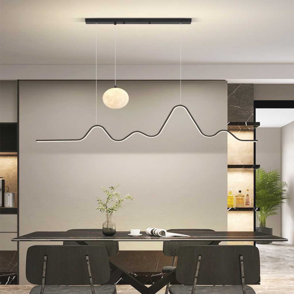 Suspension Nordic Décorative Lune et Vague LED, 3 Couleurs