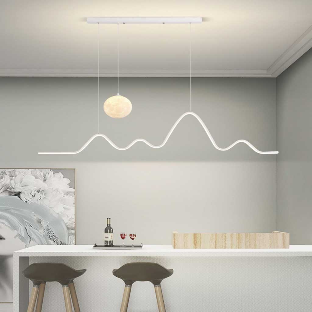 Suspension Nordic Décorative Lune et Vague LED, 3 Couleurs