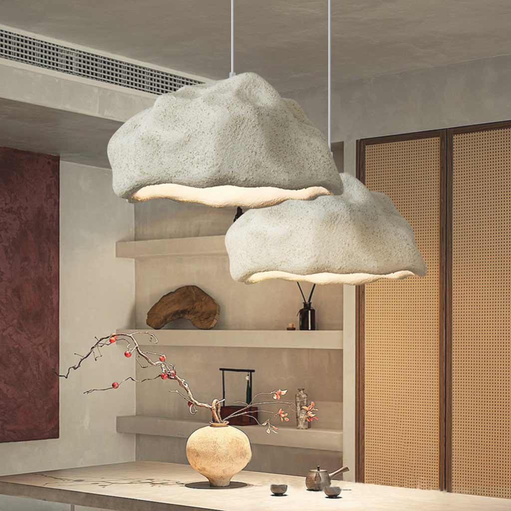 Suspension Japonaise Wabi-Sabi Pierre Naturelle, 4 couleurs
