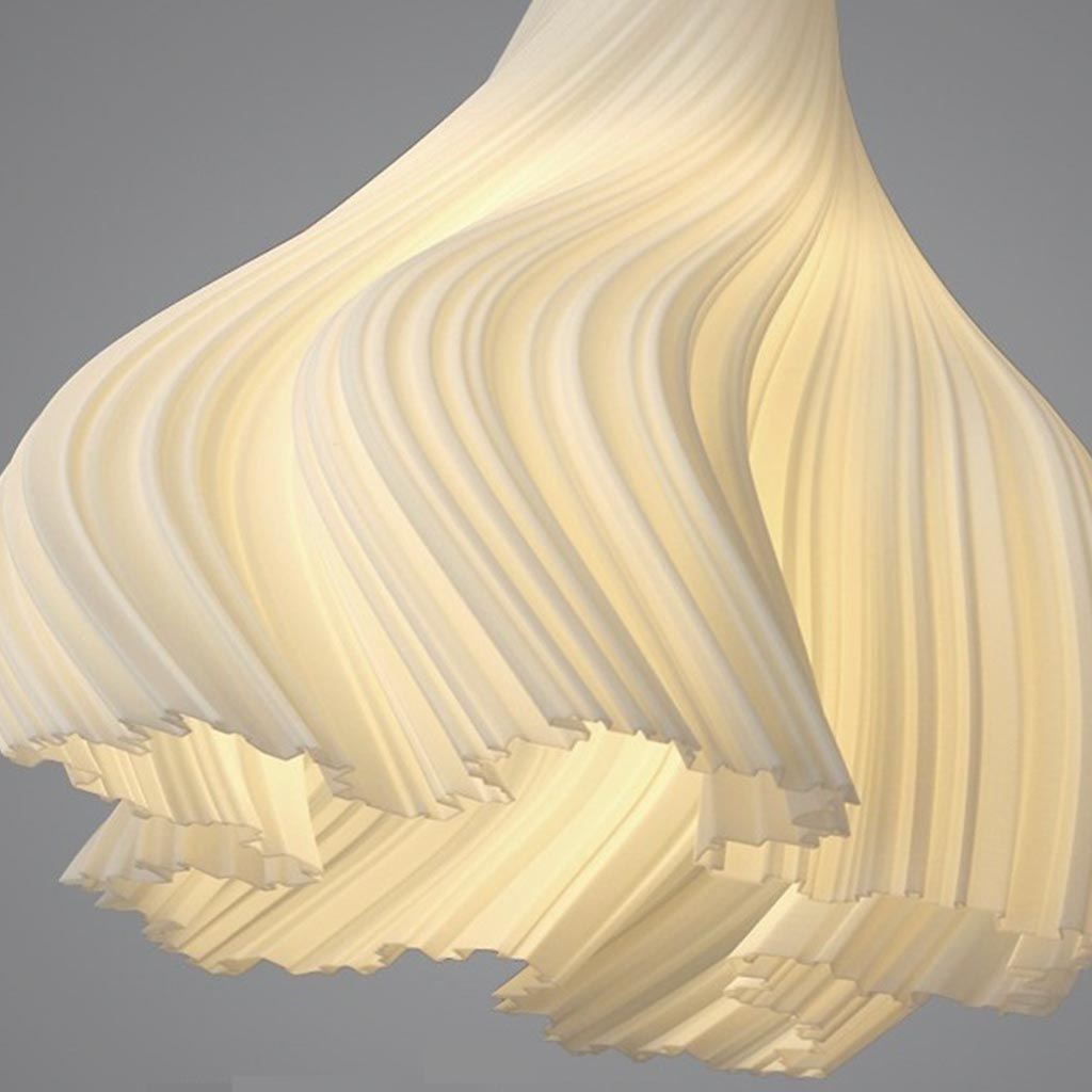Suspension Noords imprimée en 3D en acrylique plissé petite intérieure, blanche
