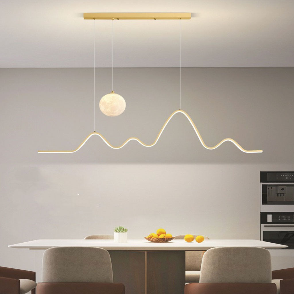 Suspension Nordic Décorative Lune et Vague LED, 3 Couleurs