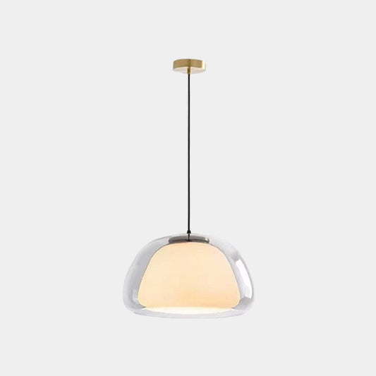Suspension lumineuse dôme nordique en verre clair gelée, blanc
