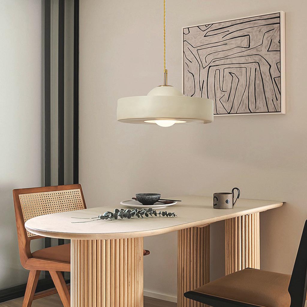 Suspension Nordic Cream Ronde Résine, 5 Couleurs