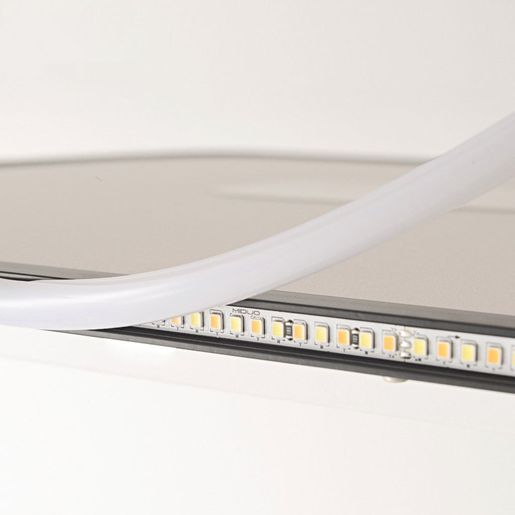 Suspension moderne minimaliste ovale rectangulaire LED claire, noir/blanc