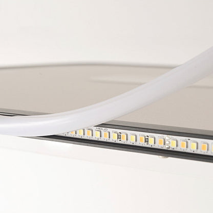 Suspension moderne minimaliste ovale rectangulaire LED claire, noir/blanc