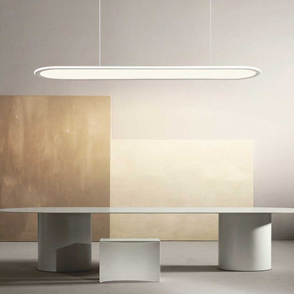 Suspension moderne minimaliste ovale rectangulaire LED claire, noir/blanc
