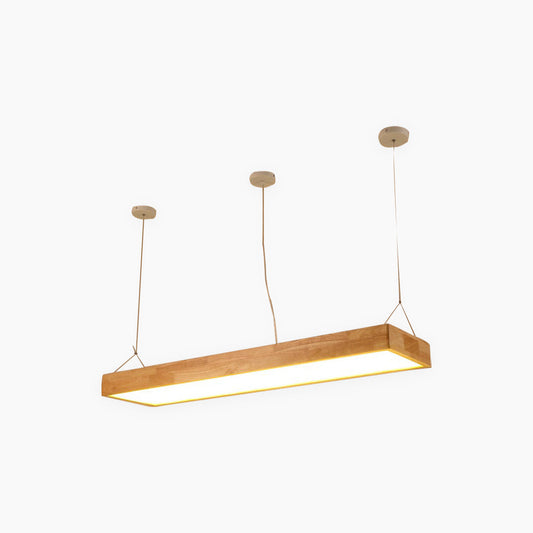 Suspension rectangulaire scandinave en bois LED dimmable, couleur bois